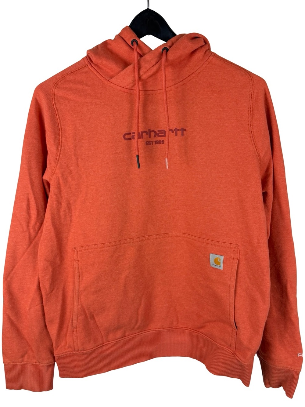 Women’s Carhartt Force Spellout Workwear Orange Pullover Hoodie Size M